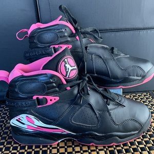 Nike Air Jordan 8 Retro Pinksicle Black Pink Sneakers Youth Size 7